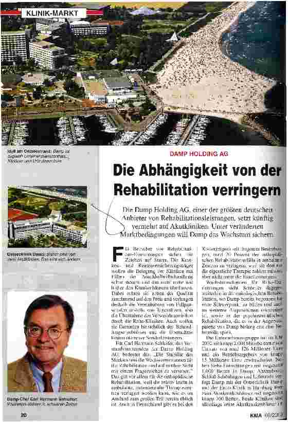 Vorschauseite 1: Die Abhängigkeit von der Rehabilitation verringern Damp Holding AG