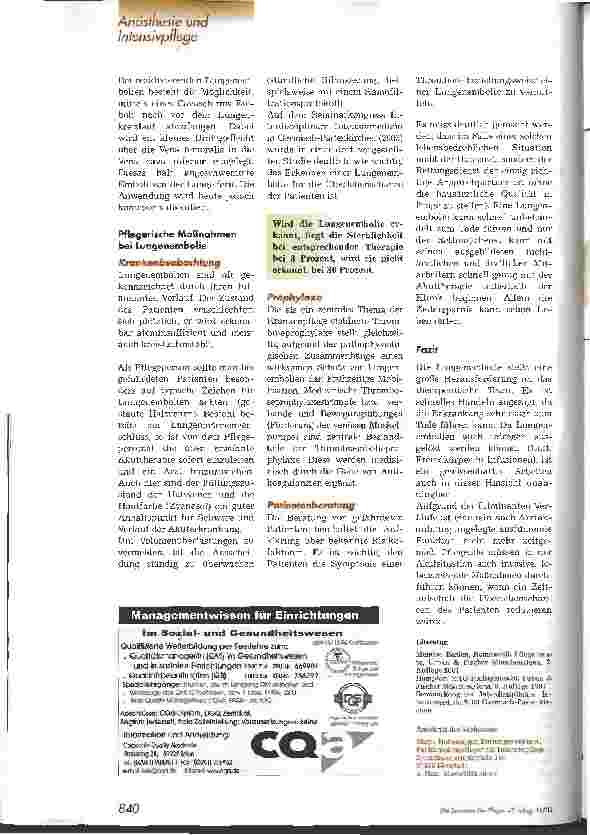 Vorschauseite 5: Akuttherapie und Pflege bei Lungenembolie