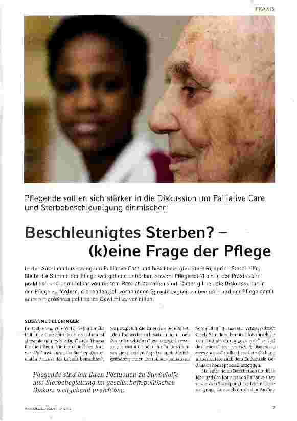 Vorschauseite 1: Beschleunigtes Sterben? -(k)eine Frage der Pflege