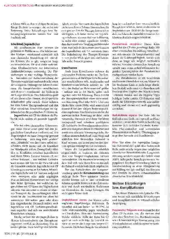 Vorschauseite 3: Zystische Fibröse - eine Kinderkrankheit wird erwachsen