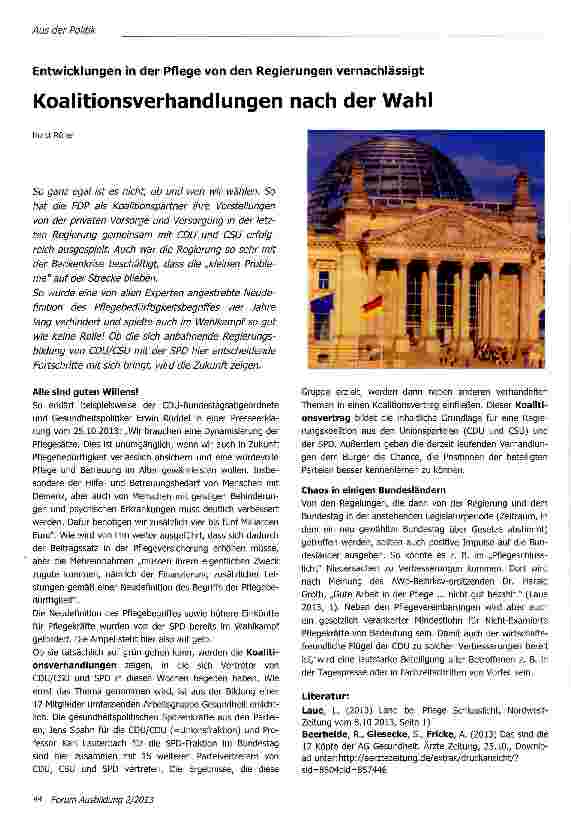 Vorschauseite 1: Koalitionsverhandlungen nach der Wahl