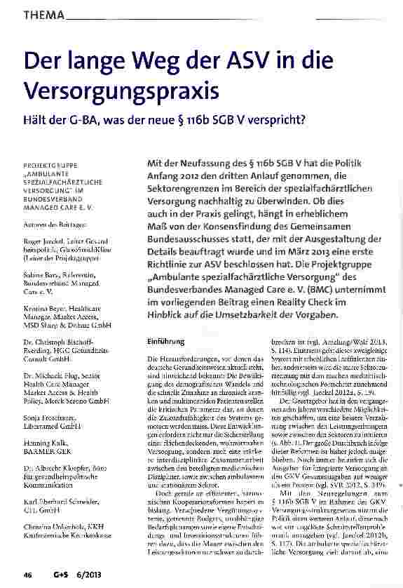 Vorschauseite 1: Der lange Weg der ASV in die Versorgungspraxis