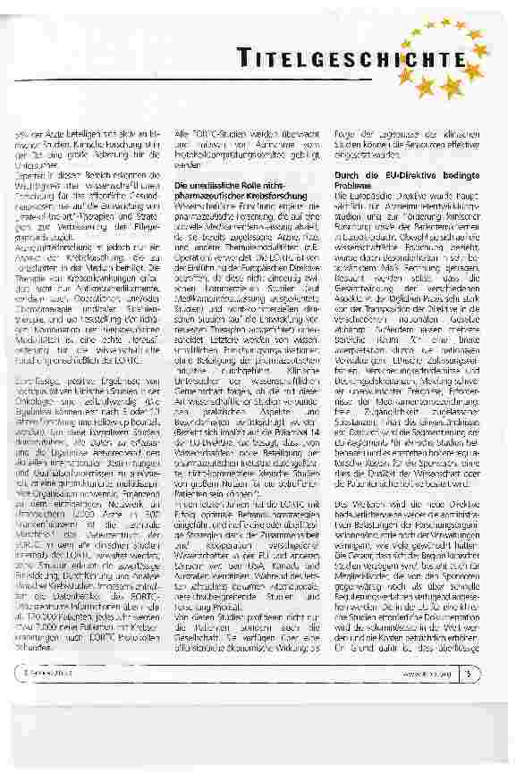 Vorschauseite 2: Neue EU-Gesetze können klinische Krebsforschung behindern