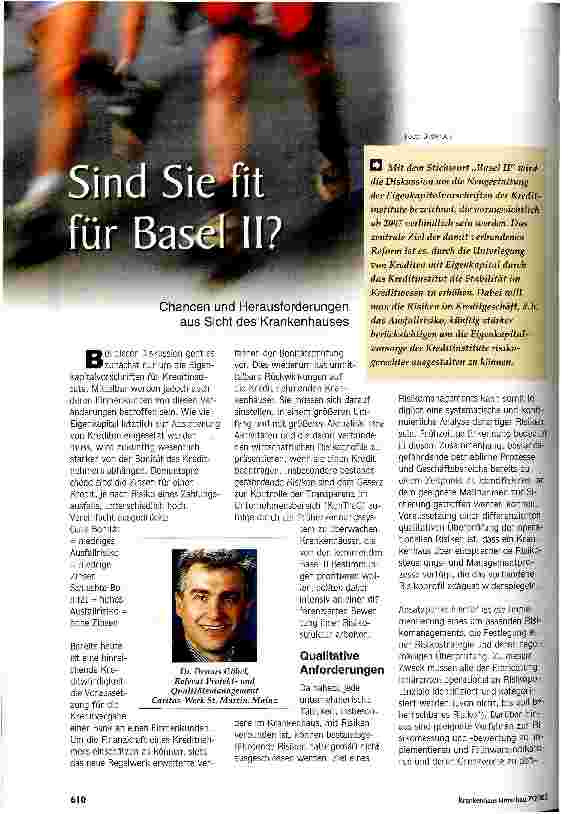 Vorschauseite 1: Sind Sie fit für Basel II? Chancen und Herausforderungen aus Sicht des Krankenhauses