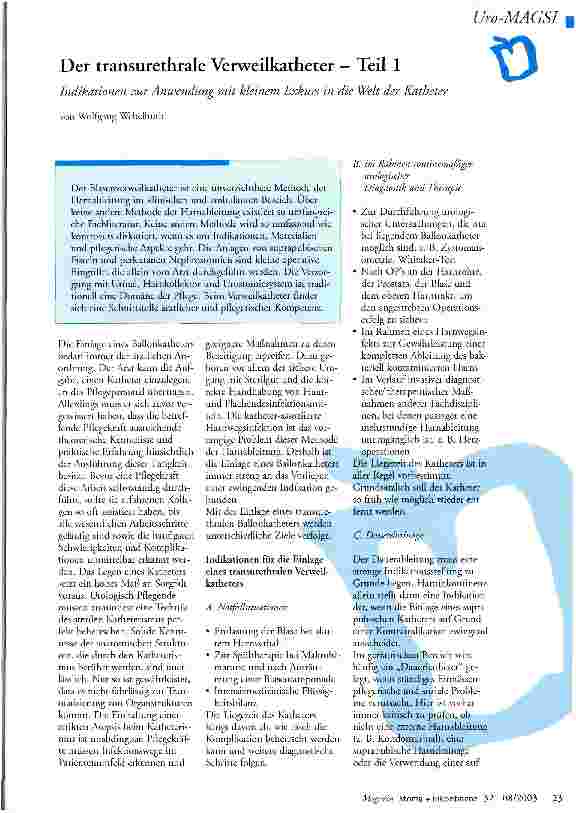 Vorschauseite 1: Der transurethrale Verweilkatheter - Teil 1