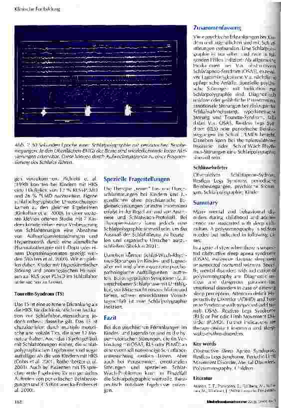 Vorschauseite 3: Indikationen für Schlaflaboruntersuchungen bei psychisch auffälligen Kindern und Jugendlichen