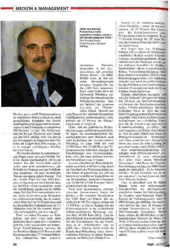 Vorschauseite 3: Polytrauma unter DRG-Bedingungen Das ist Vergeudung von Ressourcen