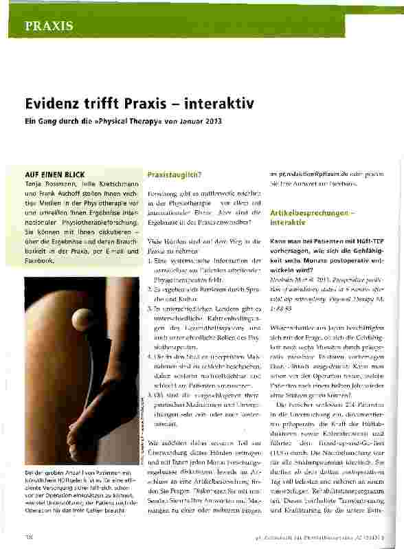 Vorschauseite 1: Evidenz trifft Praxis - interaktivEin Gang durch die »Physical Therapy« von Januar 2013