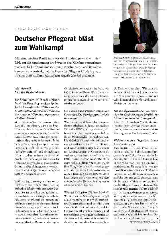 Vorschauseite 1: Deutscher Pflegerat bläst zum Wahlkampf