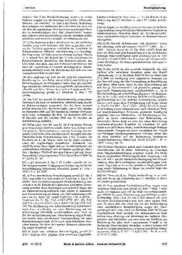 Vorschauseite 4: Berechnung der Einkommenssicherungszulage nach §7 Abschnitt A Abs. 1 TV UmBw - Tarifvertragsauslegung - Diskriminierung wegen Schwerbehinderung