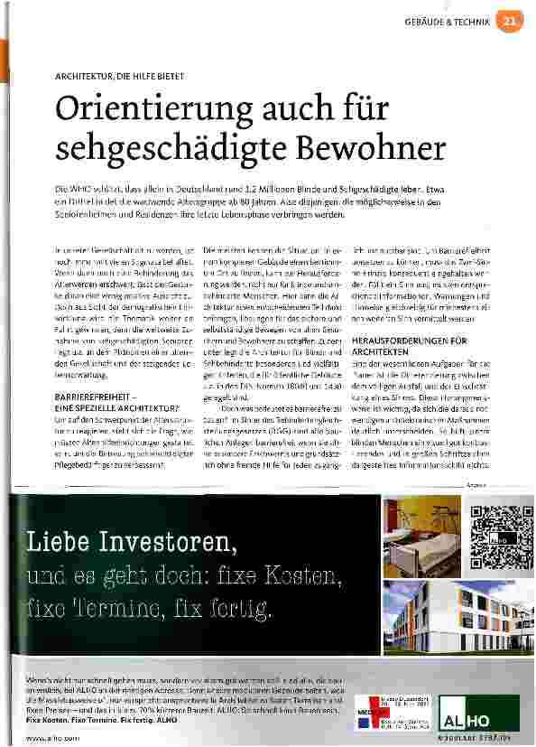 Vorschauseite 1: Orientierung auch für sehgeschädigte Bewohner