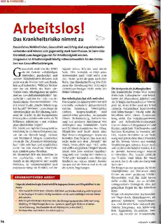 Vorschauseite 1: Arbeitslos! Das Krankheitsrisiko nimmt zu