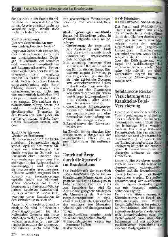 Vorschauseite 4: Brauchen Chefärzte Marketing? Klinikärzte unter dem Druck des GesundheitsStrukturGesetzes