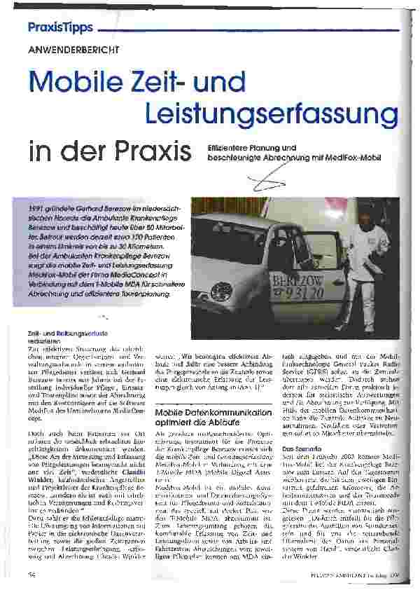 Vorschauseite 1: Mobile Zeitund Leistungserfassung in der Praxis