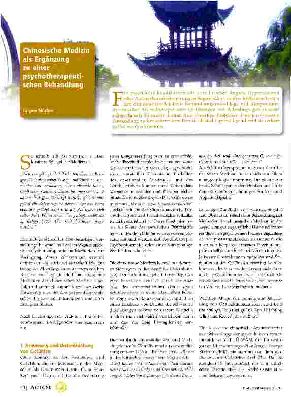 Vorschauseite 1: Chinesische Medizin als Ergänzung zu einer psychotherapischen Behandlung