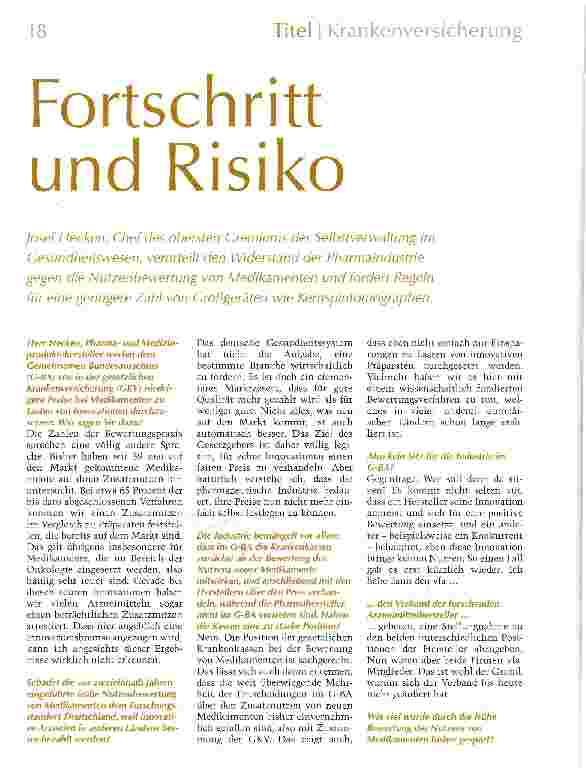 Vorschauseite 1: Fortschritt und Risiko