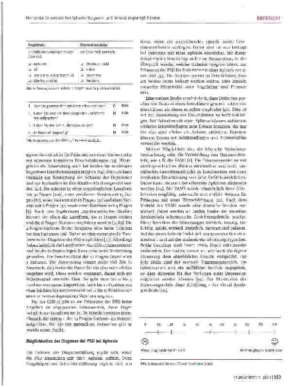 Vorschauseite 5: Poststroke Depression bei Aphasie: Diagnoseund Behandlungsmöglichkeiten