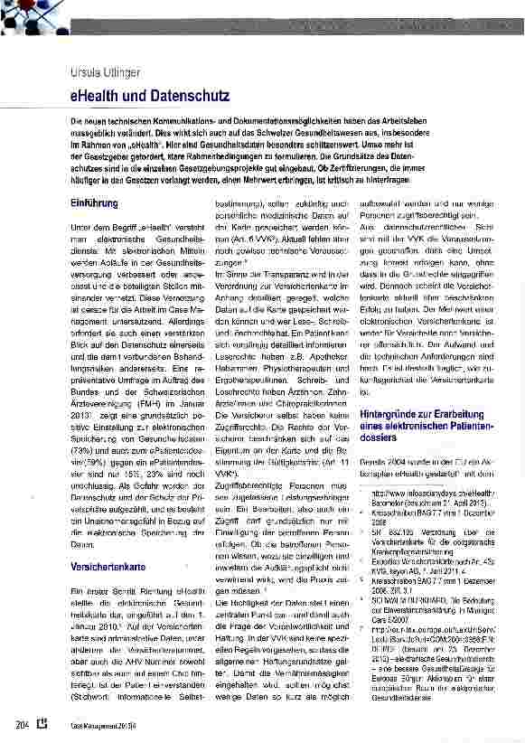 Vorschauseite 1: eHealth und Datenschutz