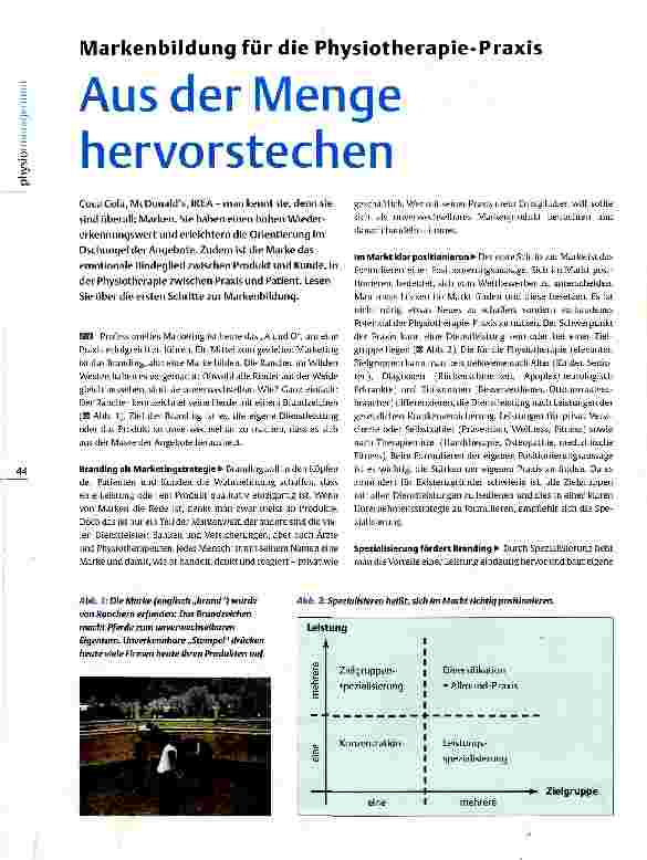 Vorschauseite 1: Markenbildung für die Physiotherapie-Praxis Aus der Menge hervorstechen