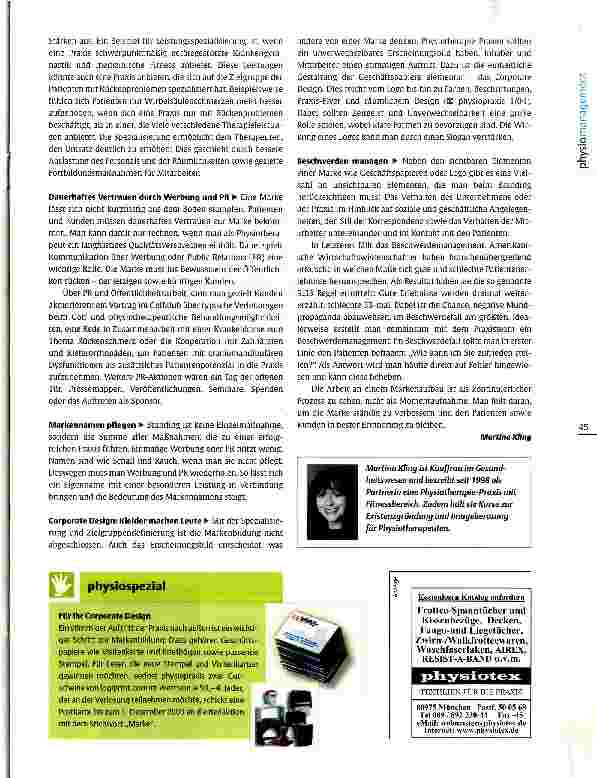 Vorschauseite 2: Markenbildung für die Physiotherapie-Praxis Aus der Menge hervorstechen