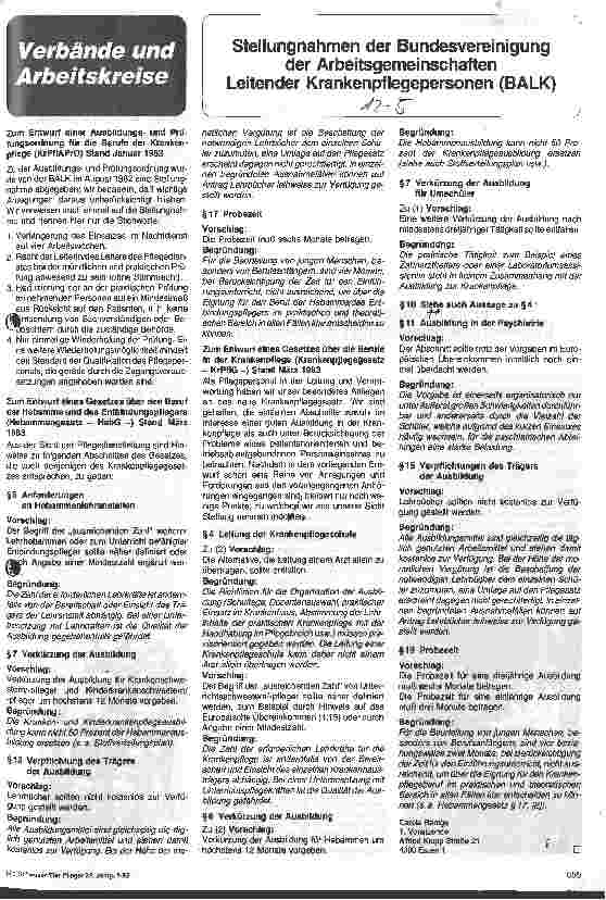 Vorschauseite 1: Stellungnahmen der Bundesvereinigung der Arbeitsgemeinschaften leitender Krankenpflegepersonen