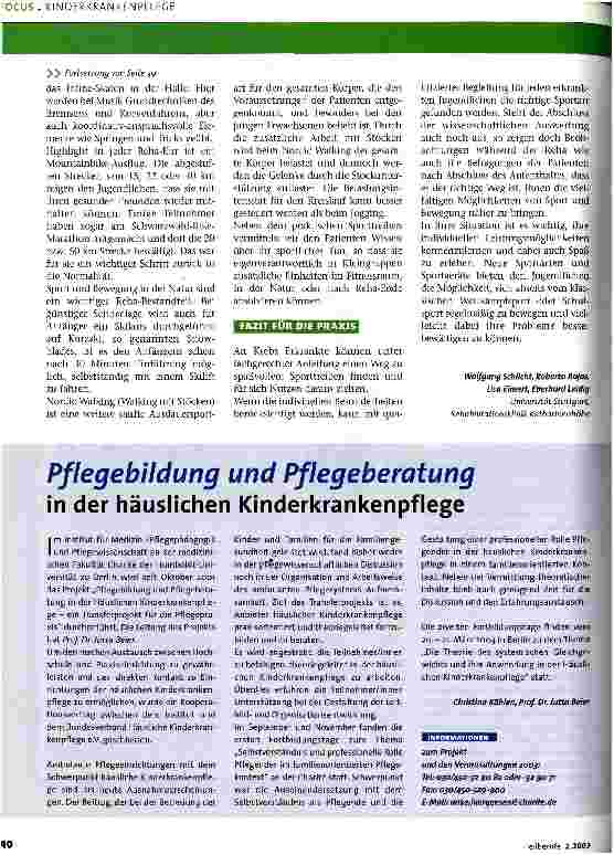 Vorschauseite 3: Krebskranke Kinder und Jugendliche schonen oder belasten?