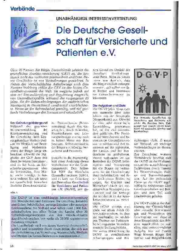 Vorschauseite 1: Die Deutsche Gesellschaft für Versicherte und Patienten e. V.
