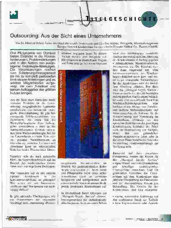 Vorschauseite 1: Outsourcing: Aus der Sicht eines Unternehmens