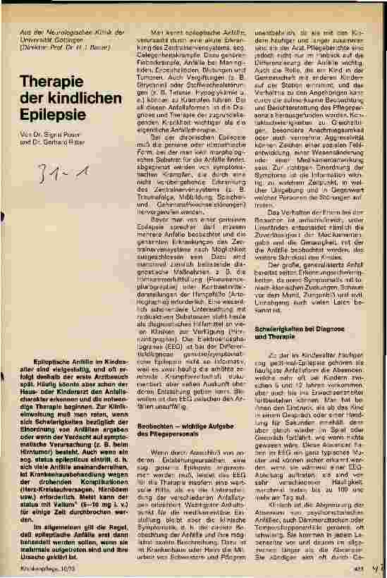 Vorschauseite 1: Therapie der kindlichen Epilepsie