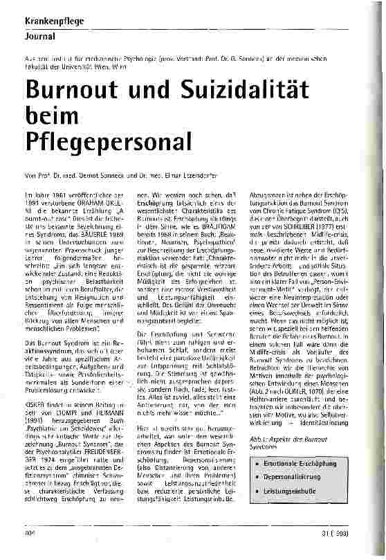 Vorschauseite 1: Burnout und Suizidalität beim Pflegepersonal