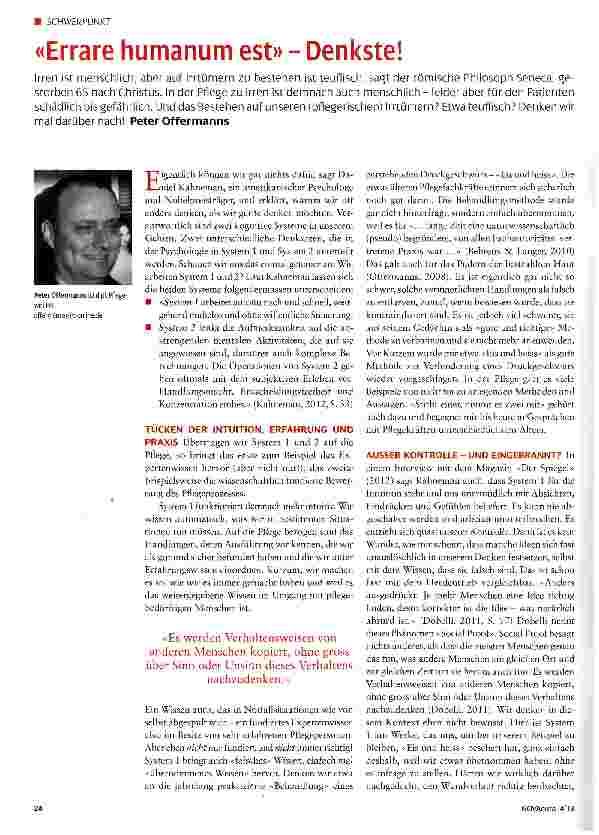 Vorschauseite 1: «Errare humanum est» - Denkste!