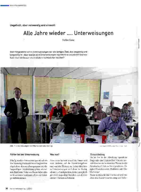 Vorschauseite 1: Alle Jahre wieder .... Unterweisungen