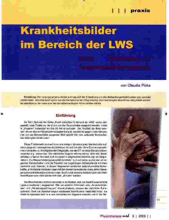 Vorschauseite 1: Krankheitsbilder im Bereich der LWS