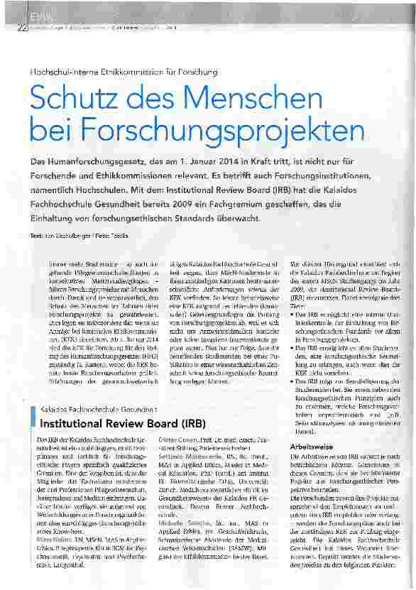 Vorschauseite 1: Schutz des Menschen bei Forschungsprojekten