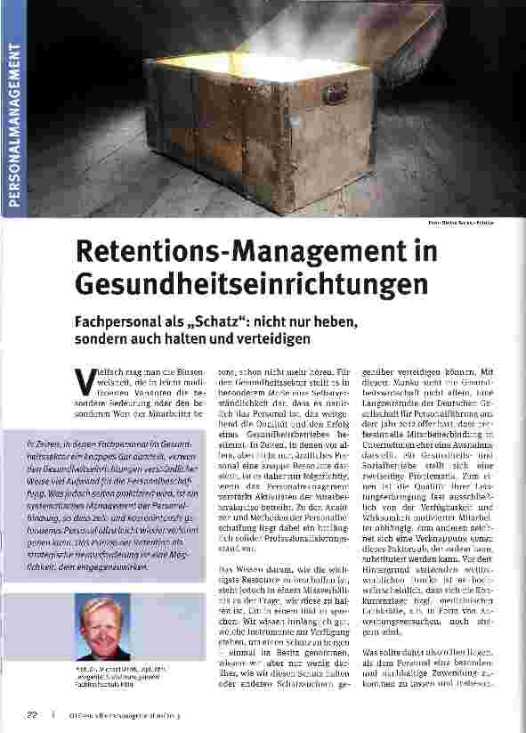 Vorschauseite 1: Retentions-Management in Gesundheitseinrichtungen