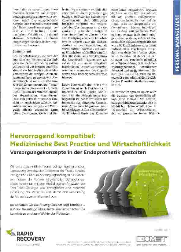 Vorschauseite 2: Retentions-Management in Gesundheitseinrichtungen