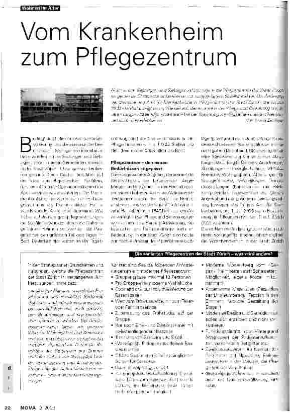 Vorschauseite 1: Vom Krankenheim zum Pflegezentrum