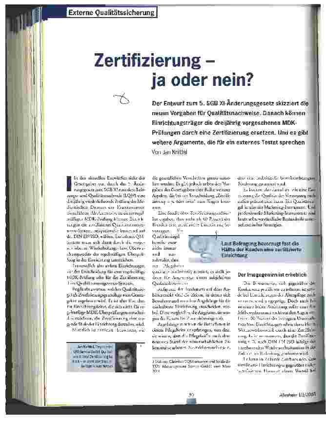 Vorschauseite 1: Zertifizierung - ja oder nein?