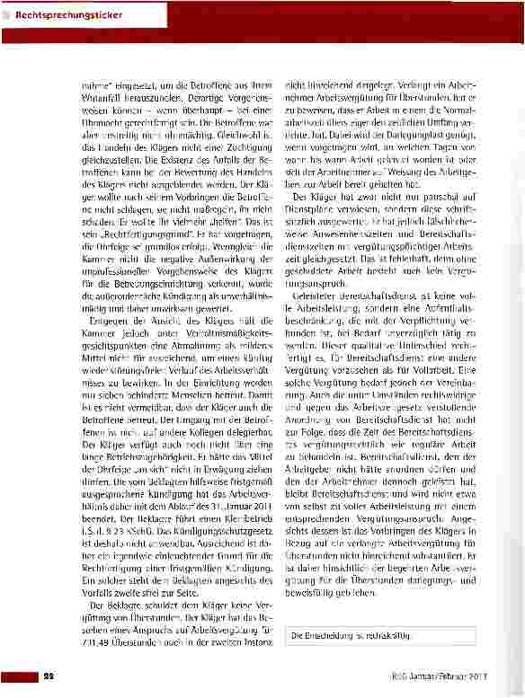 Vorschauseite 3: Kündigung wegen einer Ohrfeige gegen eine Bewohnerin LAG Schleswig-Holstein vom 26.9.2012 (3 Sa 178/12)