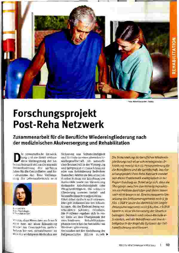 Vorschauseite 1: Forschungsprojekt Post-Reha Netzwerk