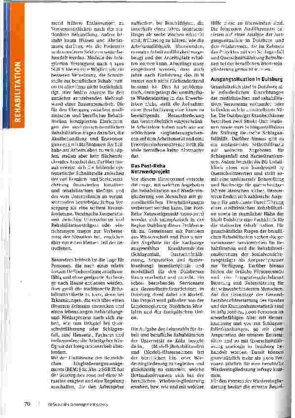 Vorschauseite 2: Forschungsprojekt Post-Reha Netzwerk