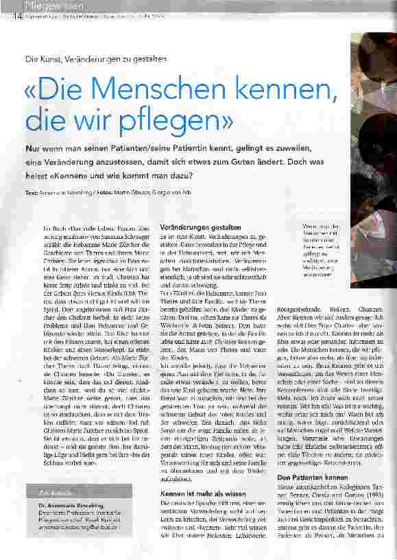 Vorschauseite 1: «Die Menschen kennen, die wir pflegen»