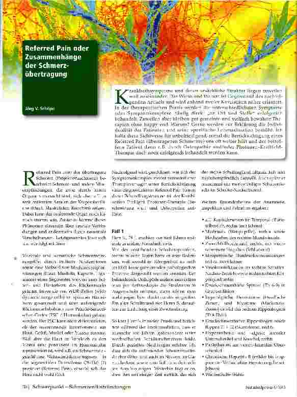 Vorschauseite 1: Referred Pain oder Zusammenhänge der Schmerzübertragung