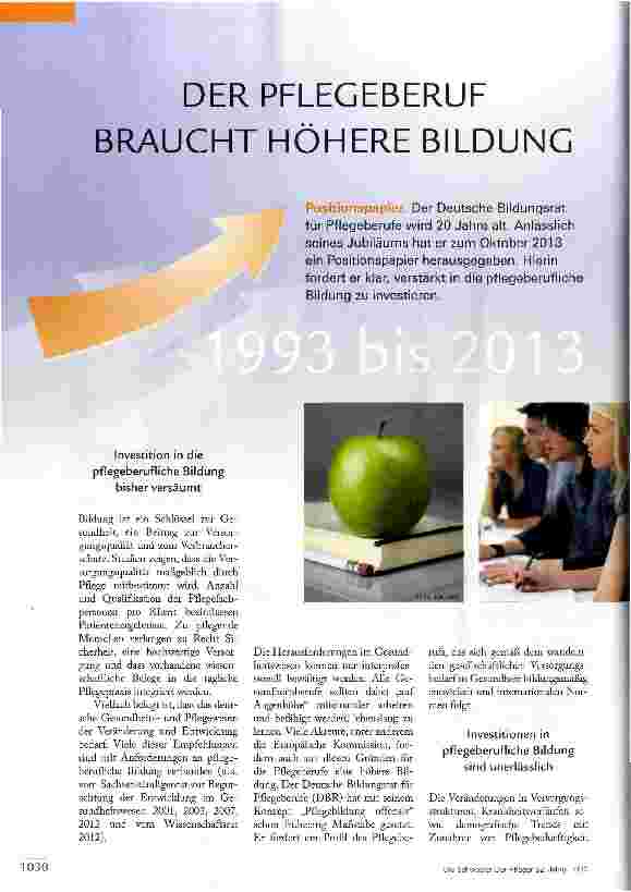 Vorschauseite 1: DER PFLEGEBERUF BRAUCHT HÖHERE BILDUNG