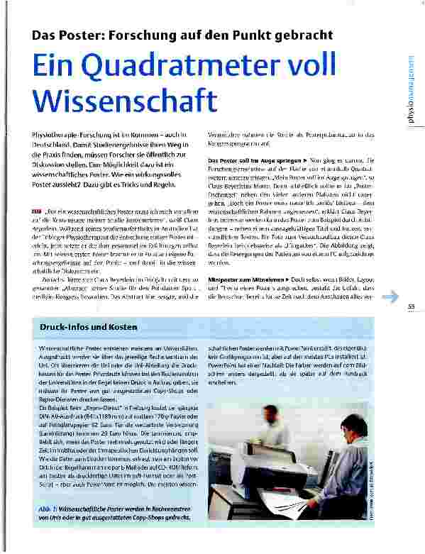 Vorschauseite 1: Das Poster: Forschung auf den Punkt gebracht Ein Quadratmeter voll Wissenschaft