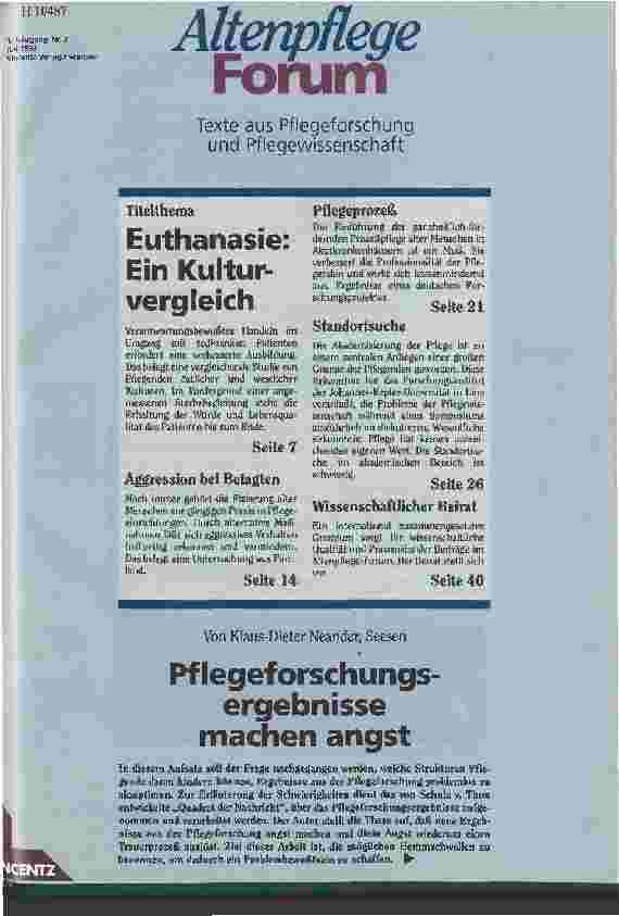 Vorschauseite 1: Pflegeforschungsergebnisse machen Angst Warum Ergebnisse der Pflegeforschung so schwer zu akzeptieren sind