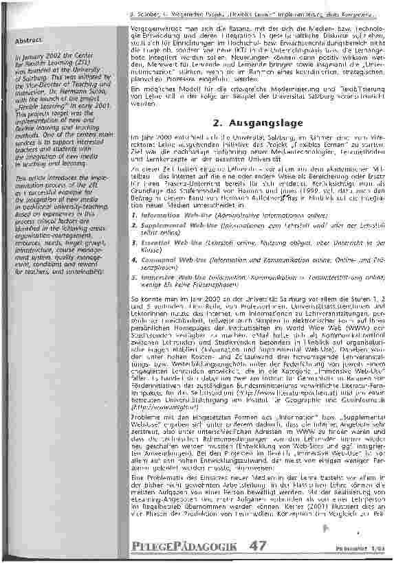 Vorschauseite 2: Projekt Flexibles Lernen Implementierung eines Kompetenzzentrums für offene, flexible Lernformen und alternative Lehrmethoden an der Paris Lodron-Universität Salzburg