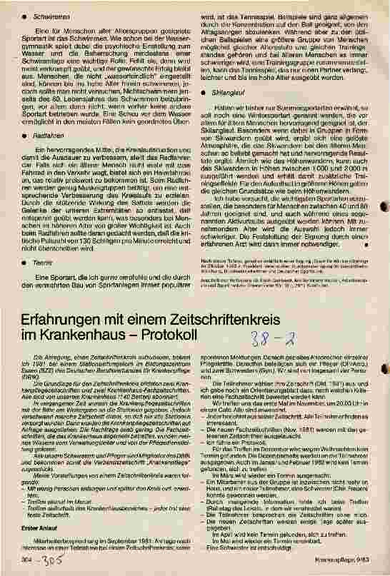 Vorschauseite 1: Erfahrungen mit einem Zeitschriftenkreis im Krankenhaus - Protokoll