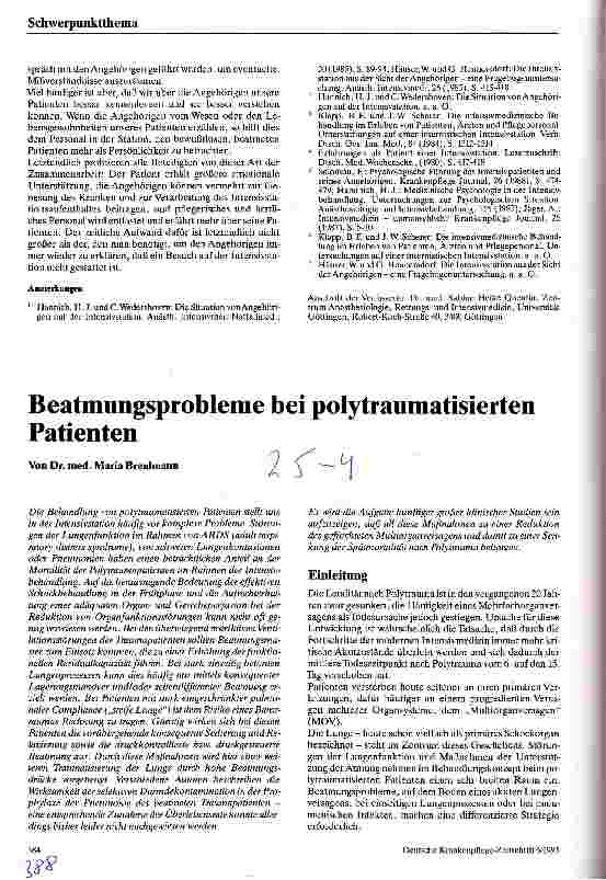 Vorschauseite 1: Beatmungsprobleme bei polytraumatisierten Patienten