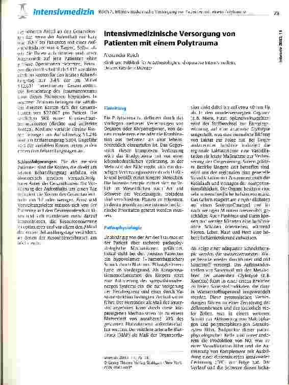 Vorschauseite 1: Intensivmedizinische Versorgung von Patienten mit einem Polytrauma